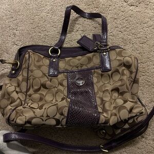 Coach Tan and Purple Shoulder Bag